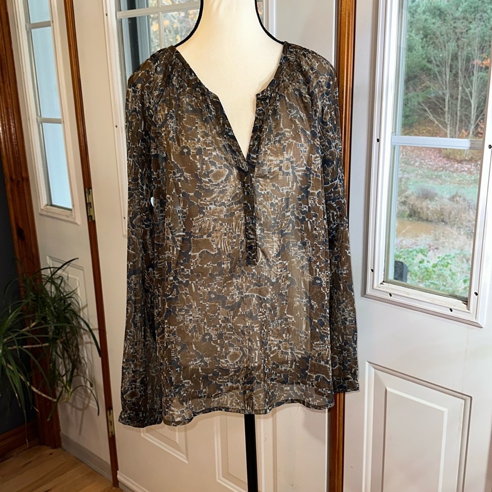 Cream Sheer Abstract Blouse